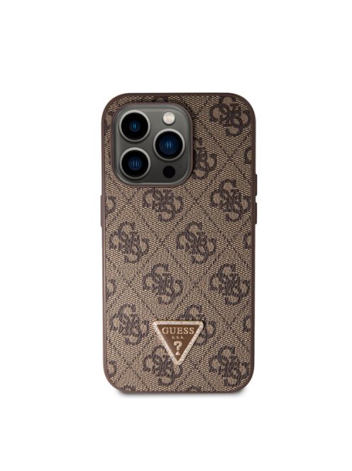 Guess 4G Strass Triangle Metal Logo tok, iPhone 15 Pro, barna