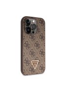 Guess 4G Strass Triangle Metal Logo tok, iPhone 15 Pro, barna