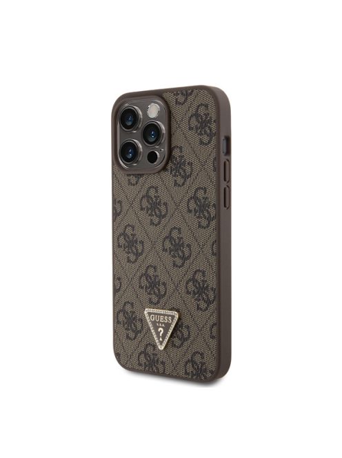 Guess 4G Strass Triangle Metal Logo tok, iPhone 15 Pro Max, Barna