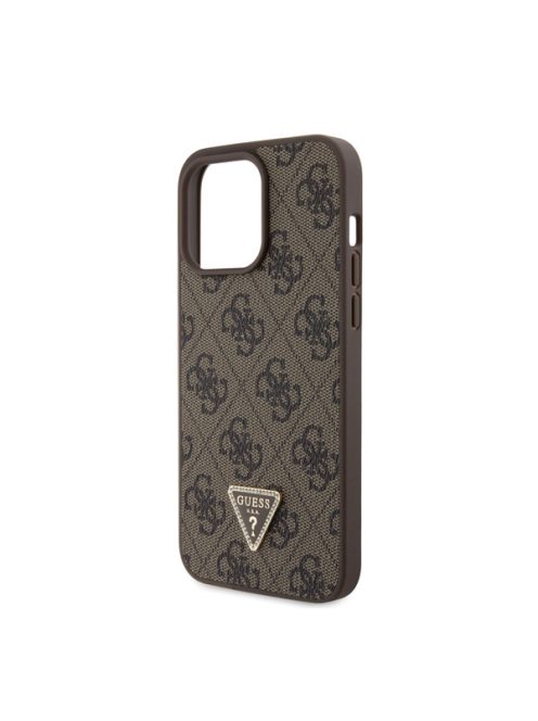 Guess 4G Strass Triangle Metal Logo tok, iPhone 15 Pro Max, Barna