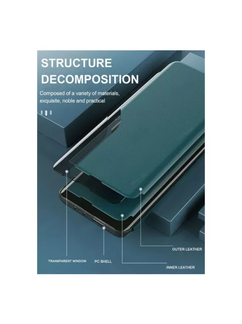 Xiaomi Redmi Note 10 / Note 10S / Poco M5s, oldalra nyíló tok, kék