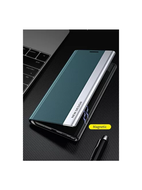 Xiaomi Redmi Note 10 / Note 10S / Poco M5s, oldalra nyíló tok, sötétkék