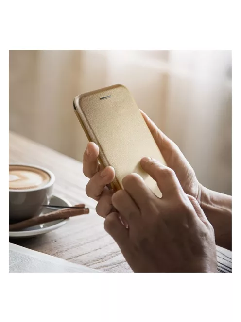 Forcell Elegance oldalra nyíló hátlap tok Samsung S24 PLUS arany