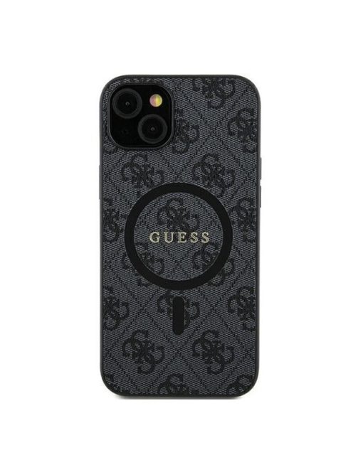 Guess 4G Collection Leather Metal Logo Samsung Galaxy S24 mágneses tok, fekete