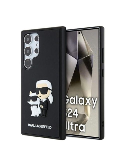 Karl Lagerfeld 3D Rubber Karl&Choupette Samsung Galaxy S24 Ultra tok, fekete