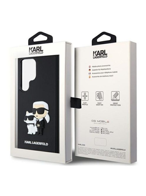 Karl Lagerfeld 3D Rubber Karl&Choupette Samsung Galaxy S24 Ultra tok, fekete