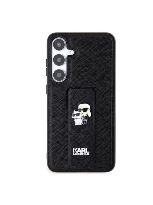 Karl Lagerfeld Gripstand Saffiano Karl&Choupette Pins Samsung Galaxy S24 tok, fekete