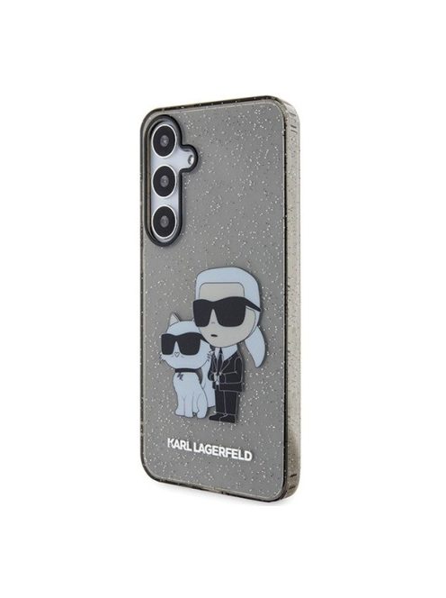 Karl Lagerfeld Glitter Karl&Choupette Samsung Galaxy S24 tok, fekete