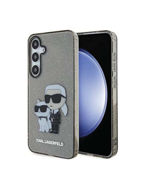 Karl Lagerfeld Glitter Karl&Choupette Samsung Galaxy S24 tok, fekete