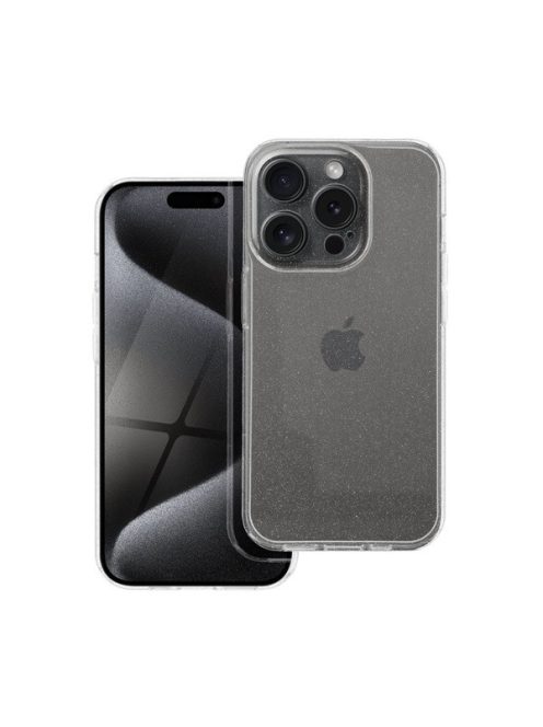 Clear 2mm Apple Iphone 15 Pro csillámos tok, átlátszó