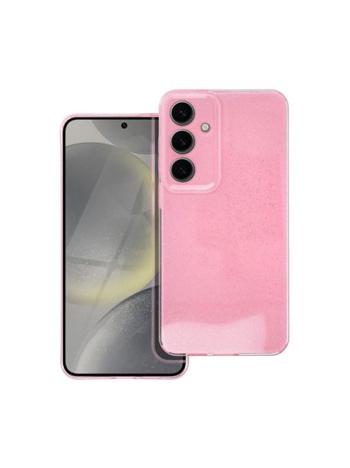 Clear 2mm Samsung Galaxy S24 Plus csillámos tok, rózsaszín