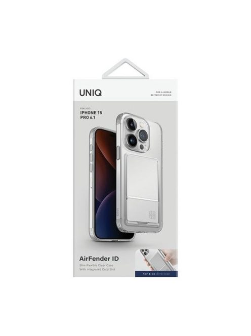 Uniq Air Fender Apple iPhone 15 Pro kártyatartós tok, átlátszó