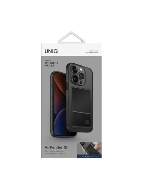 Uniq Air Fender Apple iPhone 15 Pro kártyatartós tok, szürke