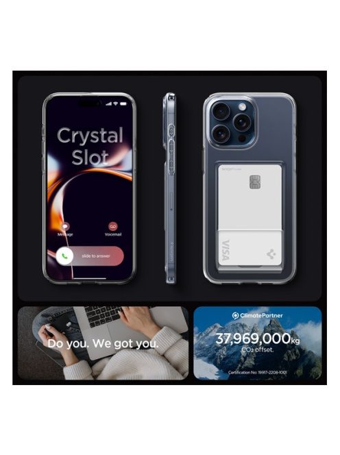 Spigen Crystal Slot Apple iPhone 15 Pro tok, Crystal Clear, átlátszó