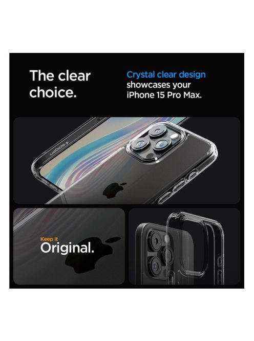 Spigen Ultra Hybrid Apple iPhone 15 Pro Max tok, Space Crystal, átlátszó-szürke, fekete-átlátszó