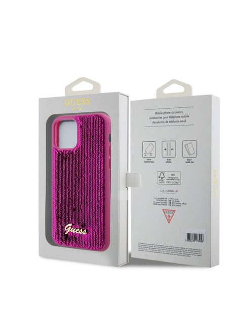 Guess Sequin Script Logo iPhone 12/12 Pro tok, magenta