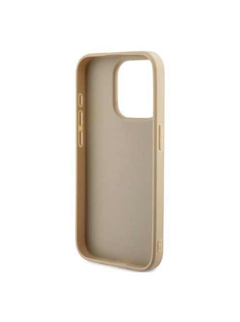 Guess PU Leather Iridescent Metal Script iPhone 15 Pro tok, arany