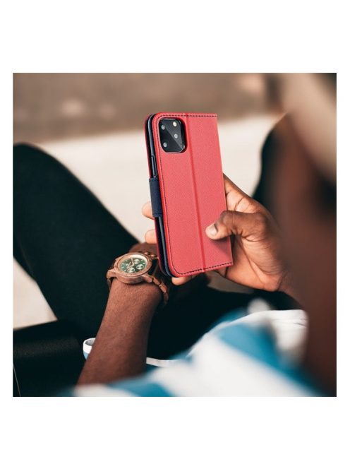 Fancy Xiaomi Redmi 13C / Poco C65 flip tok, piros / kék
