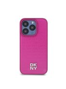 DKNY PU Leather Repeat Pattern Stack Logo Apple iPhone 15 Pro Magsafe tok, rózsaszín