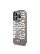 DKNY PU Leather Repeat Pattern Bottom Stripe Apple iPhone 15 Pro tok, barna