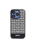 DKNY PU Leather Repeat Pattern Bottom Stripe Apple iPhone 15 Pro tok, fekete