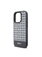 DKNY PU Leather Repeat Pattern Bottom Stripe Apple iPhone 15 Pro tok, fekete