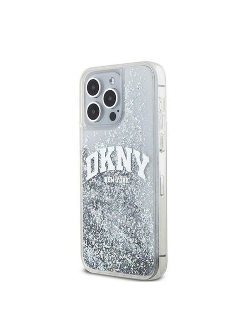 DKNY Liquid Glitter Arch Logo Apple iPhone 15 Pro tok, átlátszó