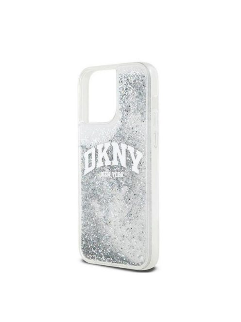 DKNY Liquid Glitter Arch Logo Apple iPhone 15 Pro tok, átlátszó