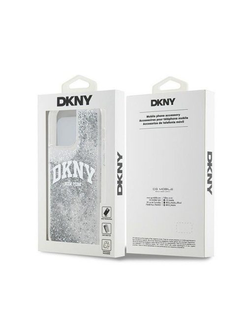 DKNY Liquid Glitter Arch Logo Apple iPhone 15 Pro tok, átlátszó