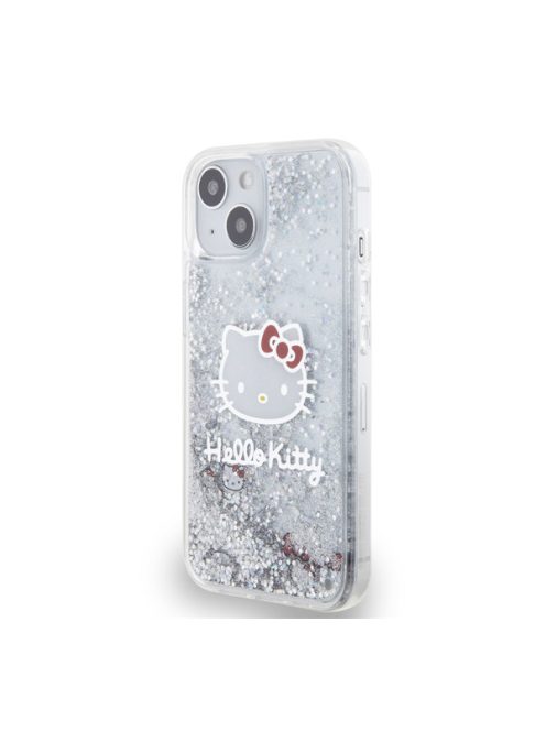 Hello Kitty Liquid Glitter Electroplating Head Logo Apple iPhone 13 hátlap tok, átlátszó