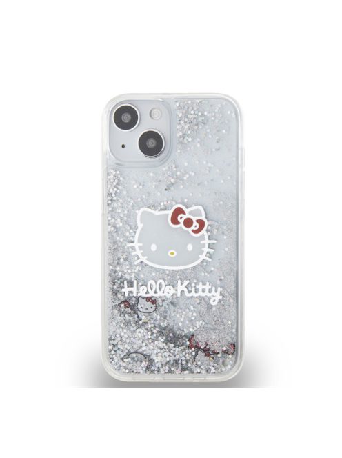 Hello Kitty Liquid Glitter Electroplating Head Logo Apple iPhone 13 hátlap tok, átlátszó