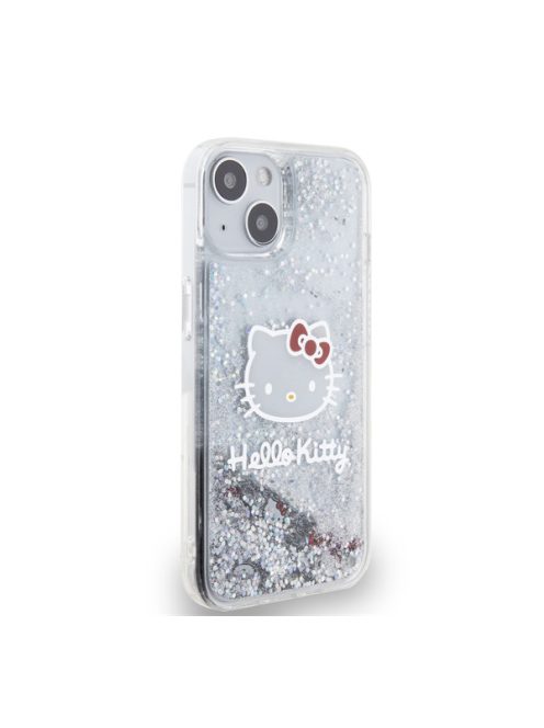 Hello Kitty Liquid Glitter Electroplating Head Logo Apple iPhone 13 hátlap tok, átlátszó