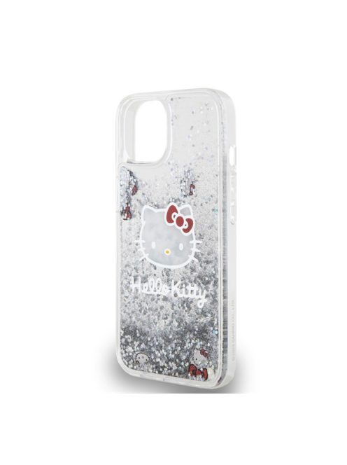 Hello Kitty Liquid Glitter Electroplating Head Logo Apple iPhone 13 hátlap tok, átlátszó