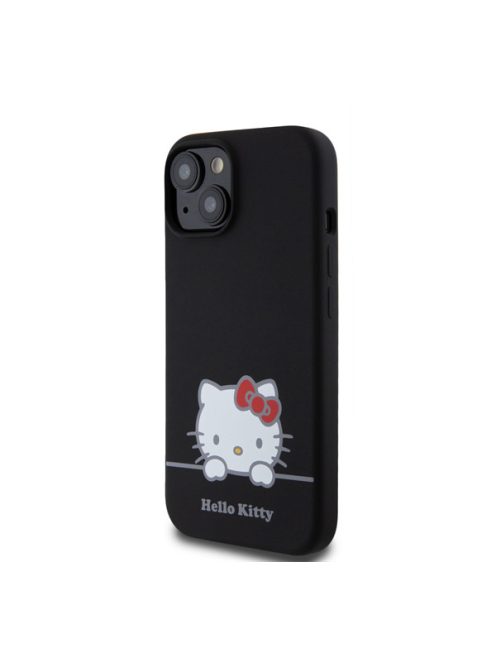 Hello Kitty Liquid Silicone Daydreaming Logo Apple iPhone 15 hátlap tok, fekete