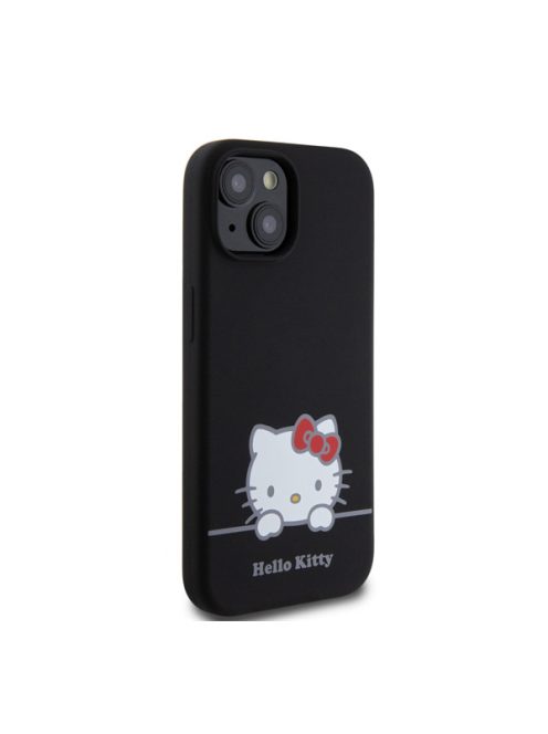 Hello Kitty Liquid Silicone Daydreaming Logo Apple iPhone 15 hátlap tok, fekete