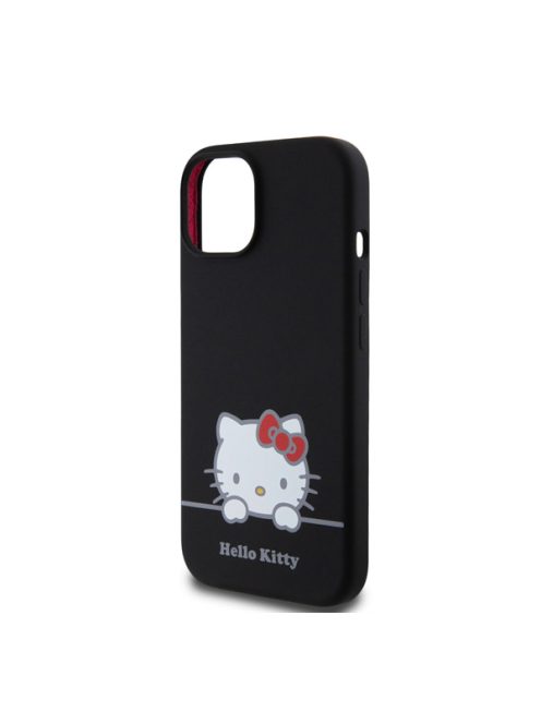 Hello Kitty Liquid Silicone Daydreaming Logo Apple iPhone 15 hátlap tok, fekete