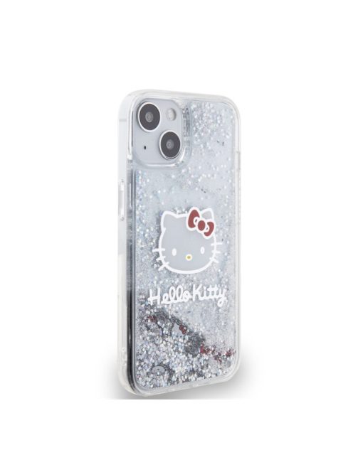 Hello Kitty Liquid Glitter Electroplating Head Logo Apple iPhone 12/12 Pro hátlap tok, átlátszó