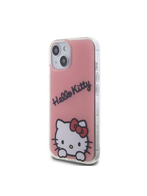 Hello Kitty IML Daydreaming Logo Apple iPhone 15 hátlap tok, rózsaszín