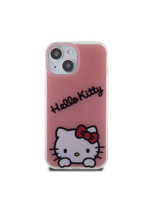 Hello Kitty IML Daydreaming Logo Apple iPhone 15 hátlap tok, rózsaszín