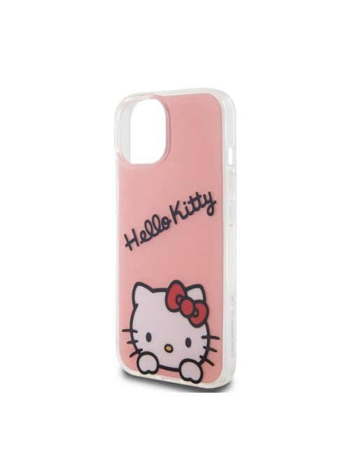 Hello Kitty IML Daydreaming Logo Apple iPhone 15 hátlap tok, rózsaszín