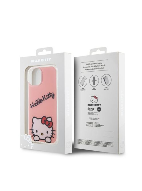 Hello Kitty IML Daydreaming Logo Apple iPhone 15 hátlap tok, rózsaszín