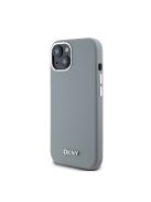 DKNY Liquid Silicone Silver Metal Logo Magsafe iPhone 15 hátlap tok, szürke