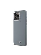 DKNY Liquid Silicone Silver Metal Logo Magsafe iPhone 15 Pro Max hátlap tok, szürke