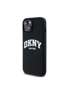 DKNY Liquid Silicone Arch Logo MagSafe iPhone 15 hátlap tok, fekete