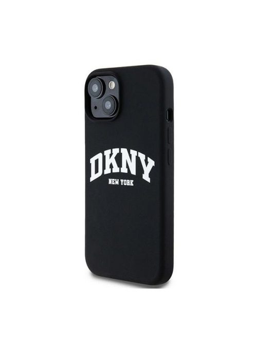 DKNY Liquid Silicone Arch Logo MagSafe iPhone 15 hátlap tok, fekete