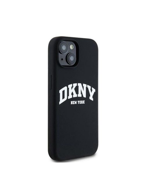 DKNY Liquid Silicone Arch Logo MagSafe iPhone 15 hátlap tok, fekete