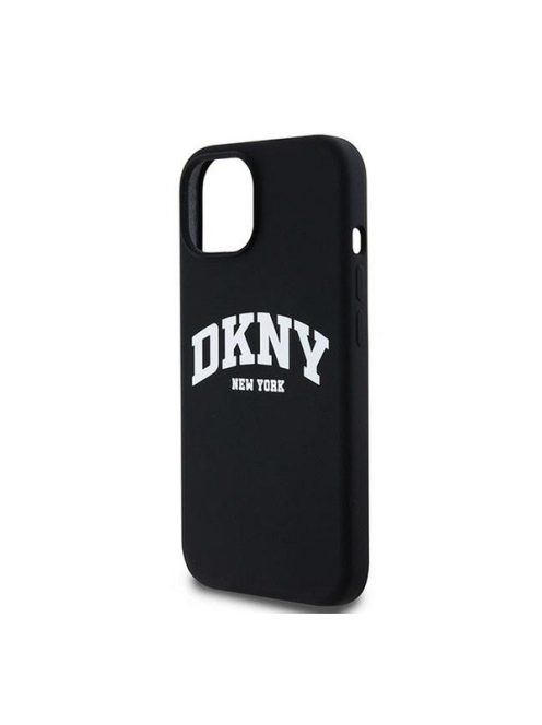 DKNY Liquid Silicone Arch Logo MagSafe iPhone 15 hátlap tok, fekete