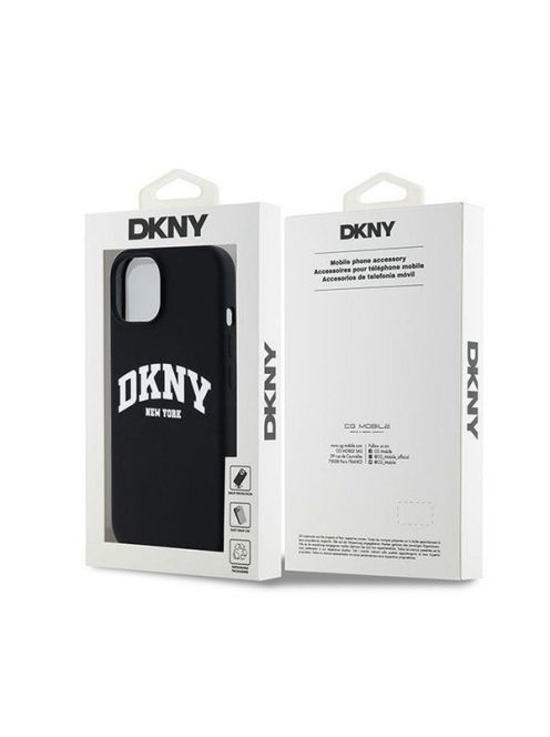 DKNY Liquid Silicone Arch Logo MagSafe iPhone 15 hátlap tok, fekete