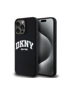 DKNY Liquid Silicone Arch Logo MagSafe iPhone 15 Pro Max hátlap tok, fekete