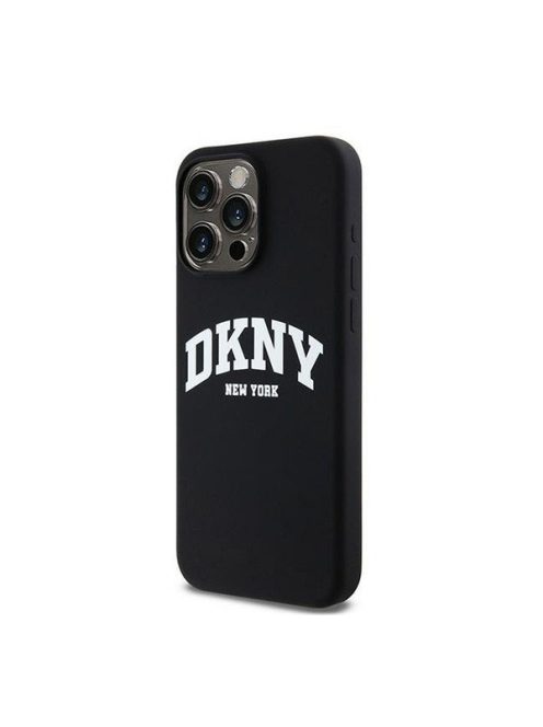 DKNY Liquid Silicone Arch Logo MagSafe iPhone 15 Pro Max hátlap tok, fekete